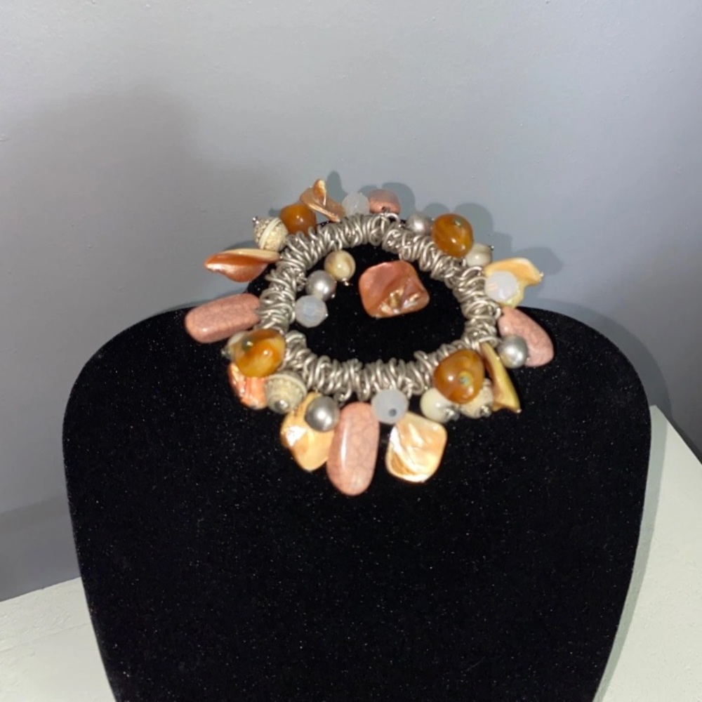 Vintage Stone Dangle Stretch Statement Bracelet P… - image 4